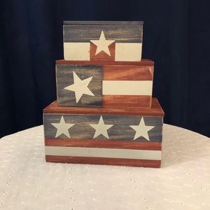 Vintage Americana Patriotic Wooden Boxes